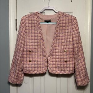 Ann Taylor Pink and Cream Tweed Blazer